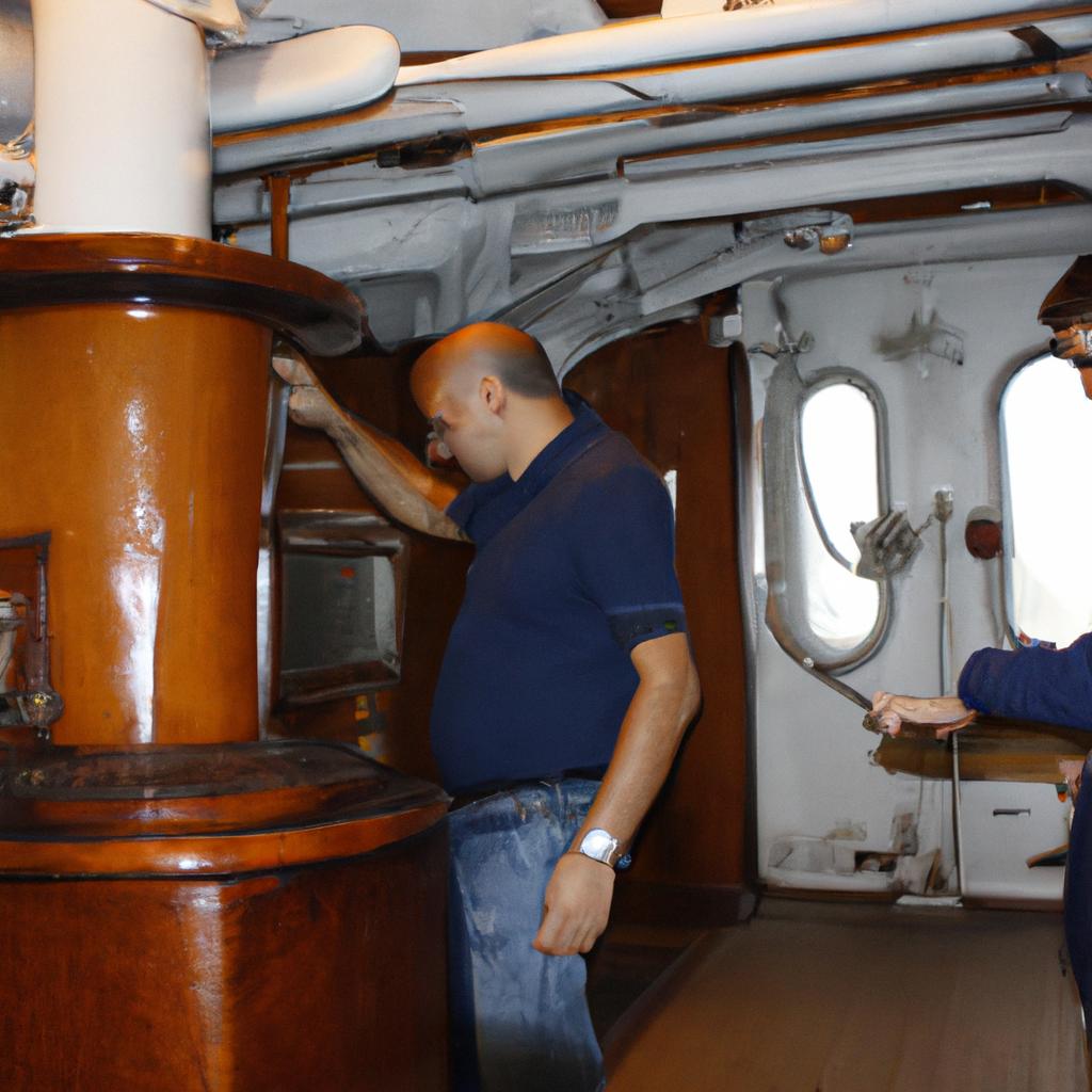 Person teaching in museum ship