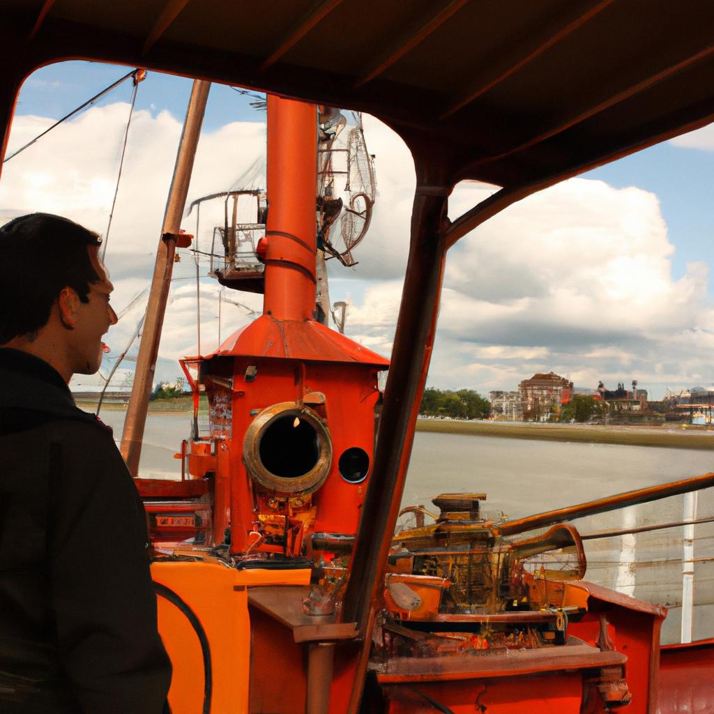 Person operating museum ship fireboat